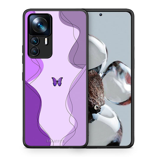 Θήκη Αγίου Βαλεντίνου Xiaomi 12T / K50 Ultra Purple Mariposa από τη Smartfits με σχέδιο στο πίσω μέρος και μαύρο περίβλημα | Xiaomi 12T / K50 Ultra Purple Mariposa case with colorful back and black bezels