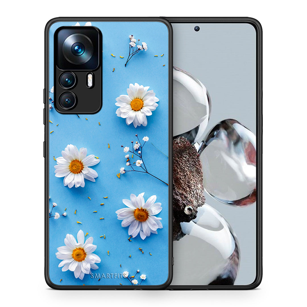Θήκη Xiaomi 12T / K50 Ultra Real Daisies από τη Smartfits με σχέδιο στο πίσω μέρος και μαύρο περίβλημα | Xiaomi 12T / K50 Ultra Real Daisies case with colorful back and black bezels