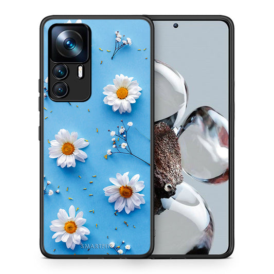 Θήκη Xiaomi 12T / K50 Ultra Real Daisies από τη Smartfits με σχέδιο στο πίσω μέρος και μαύρο περίβλημα | Xiaomi 12T / K50 Ultra Real Daisies case with colorful back and black bezels