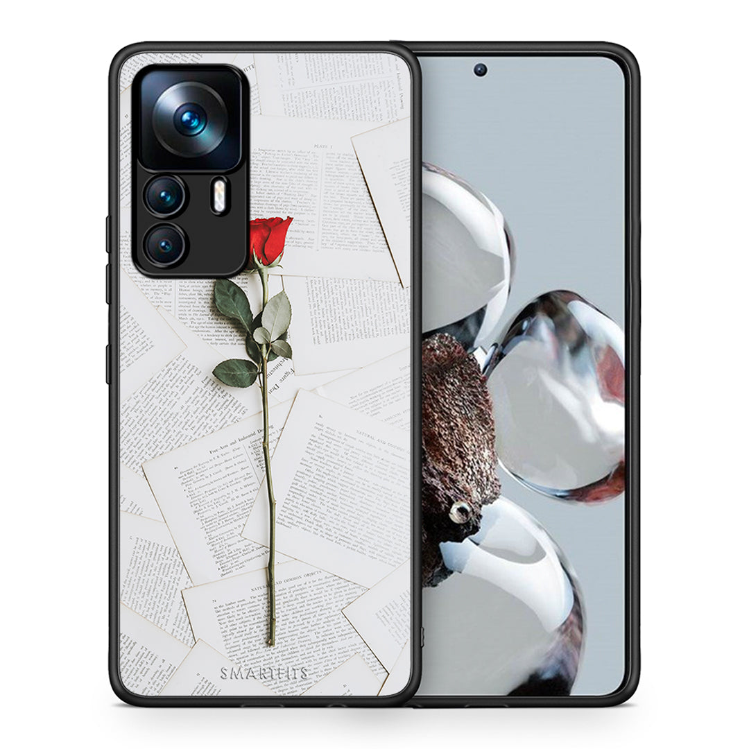 Θήκη Xiaomi 12T / K50 Ultra Red Rose από τη Smartfits με σχέδιο στο πίσω μέρος και μαύρο περίβλημα | Xiaomi 12T / K50 Ultra Red Rose case with colorful back and black bezels