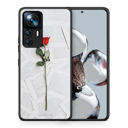 Θήκη Xiaomi 12T / K50 Ultra Red Rose από τη Smartfits με σχέδιο στο πίσω μέρος και μαύρο περίβλημα | Xiaomi 12T / K50 Ultra Red Rose case with colorful back and black bezels