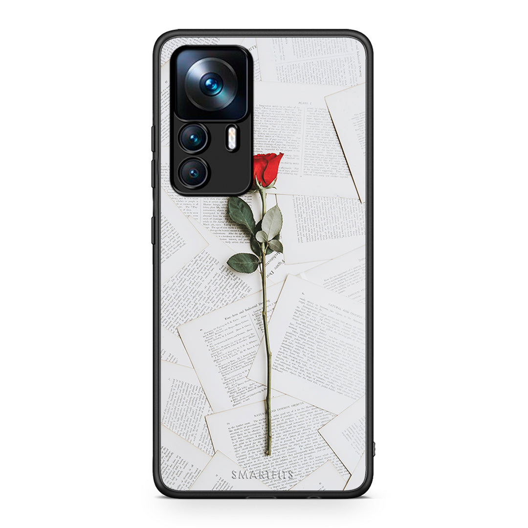 Xiaomi 12T / K50 Ultra Red Rose θήκη από τη Smartfits με σχέδιο στο πίσω μέρος και μαύρο περίβλημα | Smartphone case with colorful back and black bezels by Smartfits
