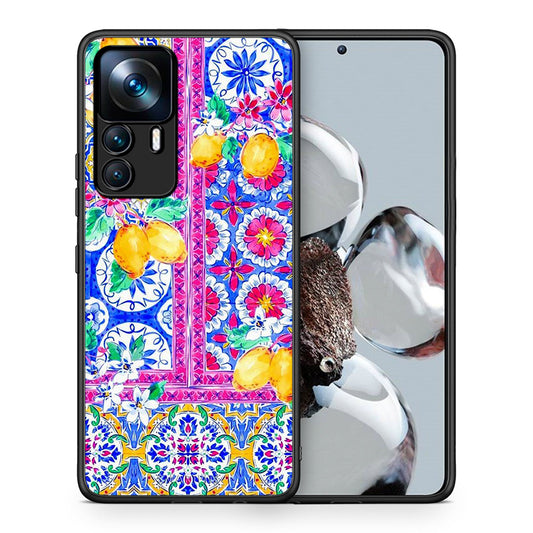 Θήκη Xiaomi 12T / K50 Ultra Retro Spring από τη Smartfits με σχέδιο στο πίσω μέρος και μαύρο περίβλημα | Xiaomi 12T / K50 Ultra Retro Spring case with colorful back and black bezels