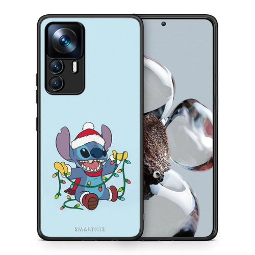 Θήκη Xiaomi 12T / K50 Ultra Santa Stich από τη Smartfits με σχέδιο στο πίσω μέρος και μαύρο περίβλημα | Xiaomi 12T / K50 Ultra Santa Stich case with colorful back and black bezels