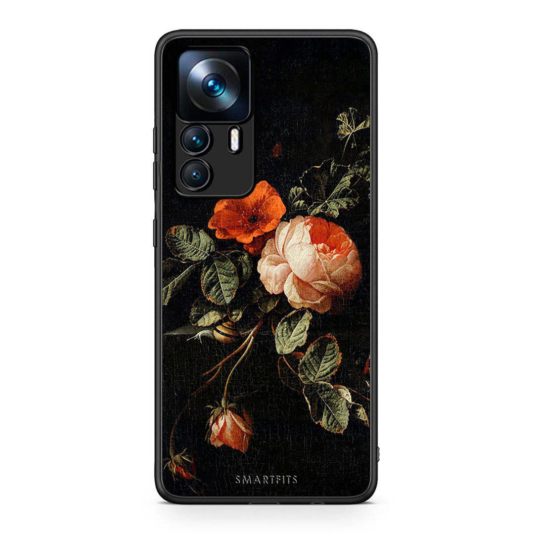 Xiaomi 12T / 12T Pro / K50 Ultra Vintage Roses θήκη από τη Smartfits με σχέδιο στο πίσω μέρος και μαύρο περίβλημα | Smartphone case with colorful back and black bezels by Smartfits