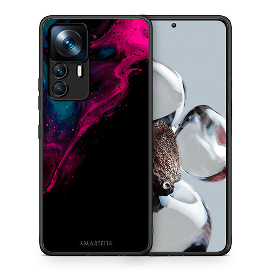 Θήκη Xiaomi 12T / K50 Ultra Pink Black Watercolor από τη Smartfits με σχέδιο στο πίσω μέρος και μαύρο περίβλημα | Xiaomi 12T / K50 Ultra Pink Black Watercolor case with colorful back and black bezels