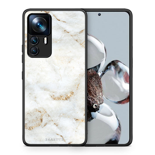 Θήκη Xiaomi 12T / K50 Ultra White Gold Marble από τη Smartfits με σχέδιο στο πίσω μέρος και μαύρο περίβλημα | Xiaomi 12T / K50 Ultra White Gold Marble case with colorful back and black bezels
