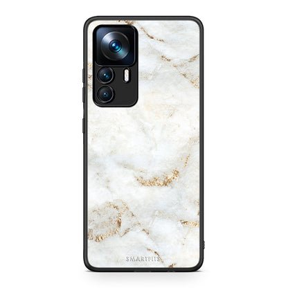 Xiaomi 12T / K50 Ultra White Gold Marble θήκη από τη Smartfits με σχέδιο στο πίσω μέρος και μαύρο περίβλημα | Smartphone case with colorful back and black bezels by Smartfits