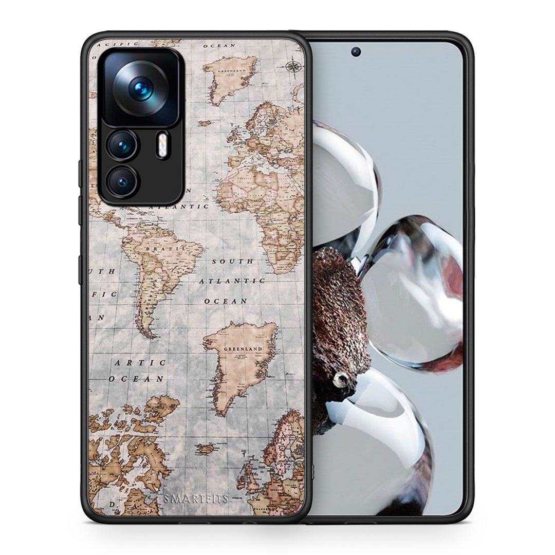 Θήκη Xiaomi 12T / K50 Ultra World Map από τη Smartfits με σχέδιο στο πίσω μέρος και μαύρο περίβλημα | Xiaomi 12T / K50 Ultra World Map case with colorful back and black bezels