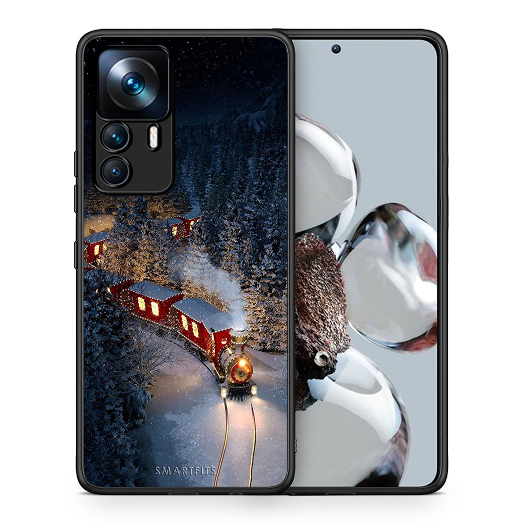 Θήκη Xiaomi 12T / K50 Ultra Xmas Train από τη Smartfits με σχέδιο στο πίσω μέρος και μαύρο περίβλημα | Xiaomi 12T / K50 Ultra Xmas Train case with colorful back and black bezels