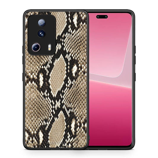 Θήκη Xiaomi 13 Lite 5G Animal Fashion Snake από τη Smartfits με σχέδιο στο πίσω μέρος και μαύρο περίβλημα | Xiaomi 13 Lite 5G Animal Fashion Snake Case with Colorful Back and Black Bezels
