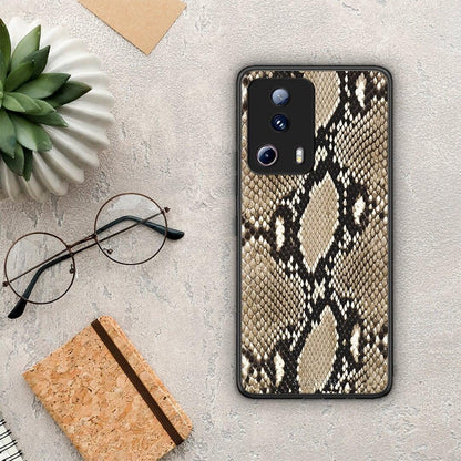 Θήκη Xiaomi 13 Lite 5G Animal Fashion Snake από τη Smartfits με σχέδιο στο πίσω μέρος και μαύρο περίβλημα | Xiaomi 13 Lite 5G Animal Fashion Snake Case with Colorful Back and Black Bezels