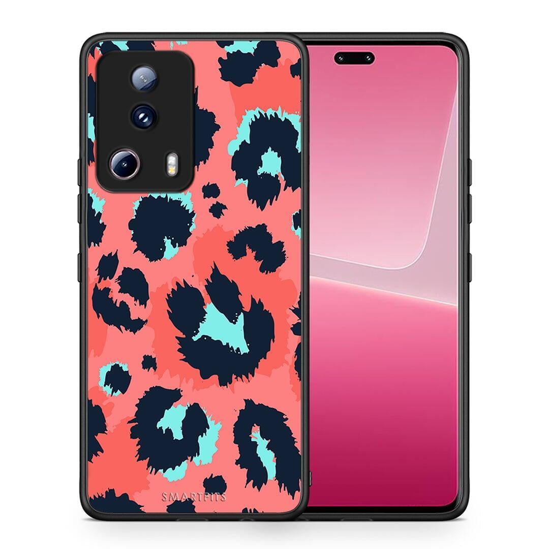 Θήκη Xiaomi 13 Lite 5G Animal Pink Leopard από τη Smartfits με σχέδιο στο πίσω μέρος και μαύρο περίβλημα | Xiaomi 13 Lite 5G Animal Pink Leopard Case with Colorful Back and Black Bezels