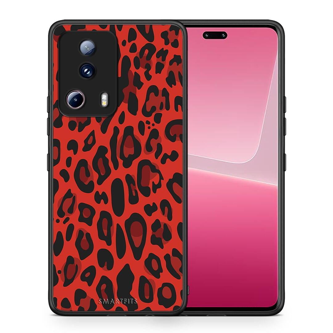 Θήκη Xiaomi 13 Lite 5G Animal Red Leopard από τη Smartfits με σχέδιο στο πίσω μέρος και μαύρο περίβλημα | Xiaomi 13 Lite 5G Animal Red Leopard Case with Colorful Back and Black Bezels