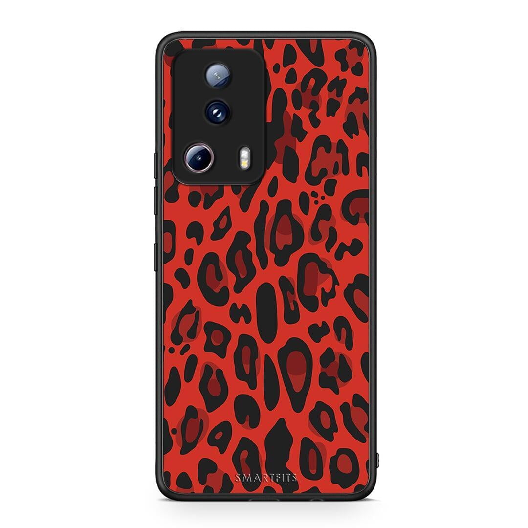 Θήκη Xiaomi 13 Lite 5G Animal Red Leopard από τη Smartfits με σχέδιο στο πίσω μέρος και μαύρο περίβλημα | Xiaomi 13 Lite 5G Animal Red Leopard Case with Colorful Back and Black Bezels