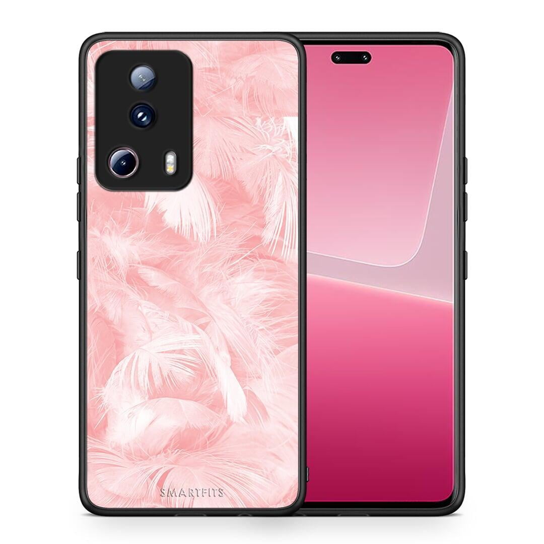 Θήκη Xiaomi 13 Lite 5G Boho Pink Feather από τη Smartfits με σχέδιο στο πίσω μέρος και μαύρο περίβλημα | Xiaomi 13 Lite 5G Boho Pink Feather Case with Colorful Back and Black Bezels