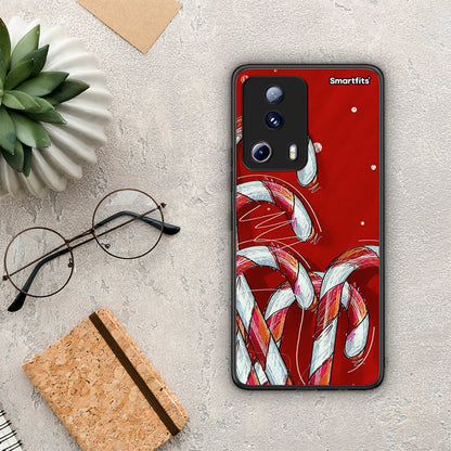 Θήκη Xiaomi 13 Lite 5G Candy Cane από τη Smartfits με σχέδιο στο πίσω μέρος και μαύρο περίβλημα | Xiaomi 13 Lite 5G Candy Cane Case with Colorful Back and Black Bezels