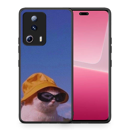 Θήκη Xiaomi 13 Lite 5G Cat Diva από τη Smartfits με σχέδιο στο πίσω μέρος και μαύρο περίβλημα | Xiaomi 13 Lite 5G Cat Diva Case with Colorful Back and Black Bezels