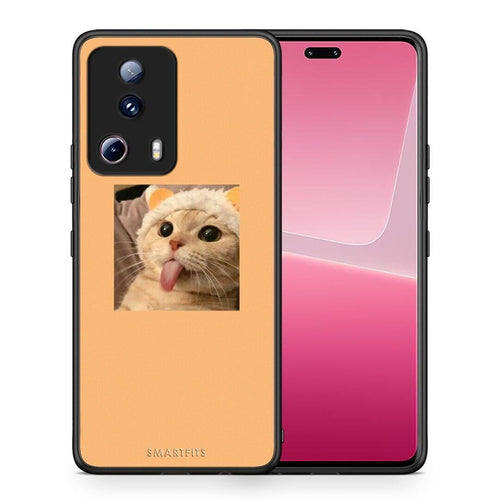 Θήκη Xiaomi 13 Lite 5G Cat Tongue από τη Smartfits με σχέδιο στο πίσω μέρος και μαύρο περίβλημα | Xiaomi 13 Lite 5G Cat Tongue Case with Colorful Back and Black Bezels