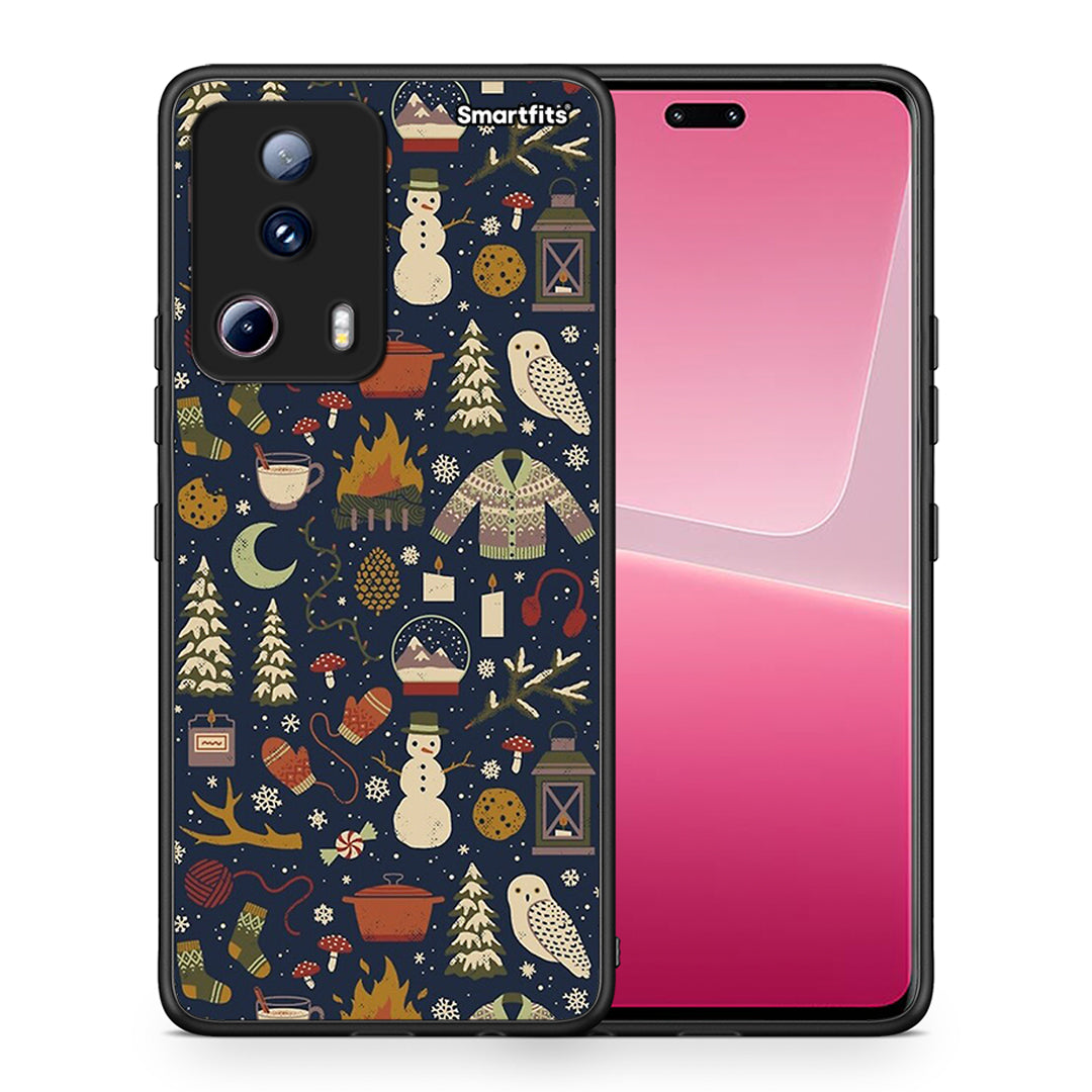 Θήκη Xiaomi 13 Lite 5G Christmas Elements από τη Smartfits με σχέδιο στο πίσω μέρος και μαύρο περίβλημα | Xiaomi 13 Lite 5G Christmas Elements Case with Colorful Back and Black Bezels