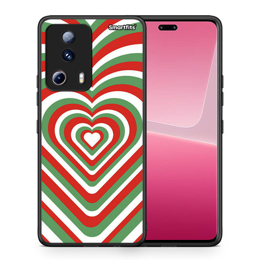 Θήκη Xiaomi 13 Lite 5G Christmas Hearts από τη Smartfits με σχέδιο στο πίσω μέρος και μαύρο περίβλημα | Xiaomi 13 Lite 5G Christmas Hearts Case with Colorful Back and Black Bezels