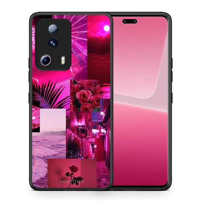 Θήκη Xiaomi 13 Lite 5G Collage Red Roses από τη Smartfits με σχέδιο στο πίσω μέρος και μαύρο περίβλημα | Xiaomi 13 Lite 5G Collage Red Roses Case with Colorful Back and Black Bezels