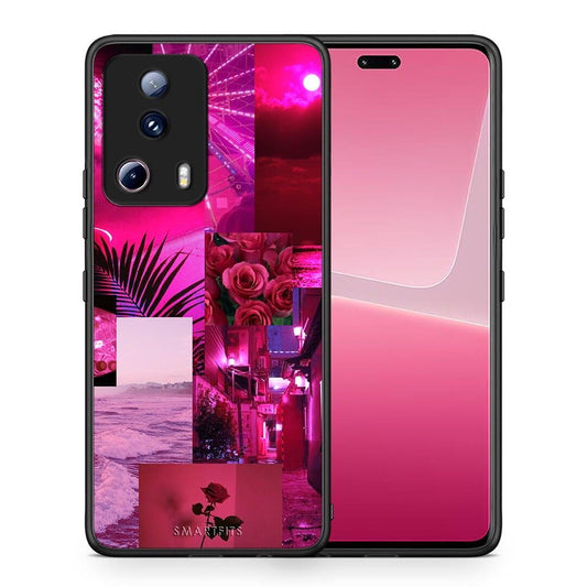 Θήκη Xiaomi 13 Lite 5G Collage Red Roses από τη Smartfits με σχέδιο στο πίσω μέρος και μαύρο περίβλημα | Xiaomi 13 Lite 5G Collage Red Roses Case with Colorful Back and Black Bezels