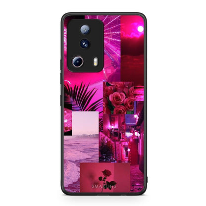 Θήκη Xiaomi 13 Lite 5G Collage Red Roses από τη Smartfits με σχέδιο στο πίσω μέρος και μαύρο περίβλημα | Xiaomi 13 Lite 5G Collage Red Roses Case with Colorful Back and Black Bezels