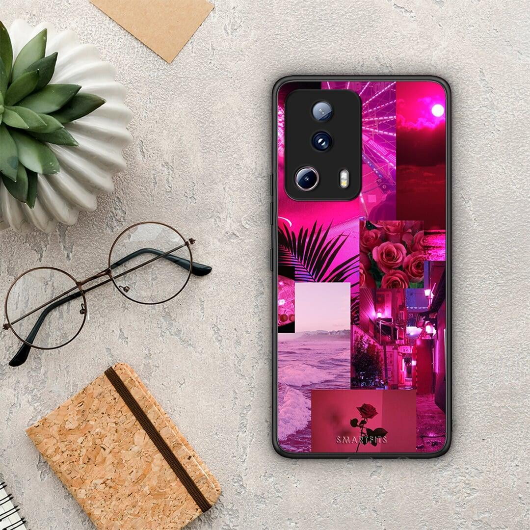 Θήκη Xiaomi 13 Lite 5G Collage Red Roses από τη Smartfits με σχέδιο στο πίσω μέρος και μαύρο περίβλημα | Xiaomi 13 Lite 5G Collage Red Roses Case with Colorful Back and Black Bezels