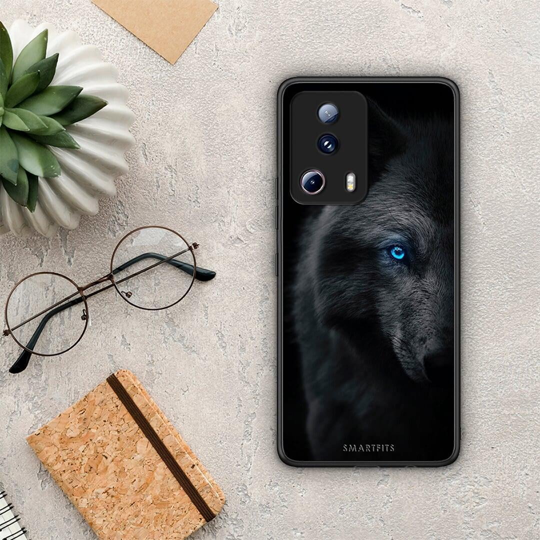 Θήκη Xiaomi 13 Lite 5G Dark Wolf από τη Smartfits με σχέδιο στο πίσω μέρος και μαύρο περίβλημα | Xiaomi 13 Lite 5G Dark Wolf Case with Colorful Back and Black Bezels