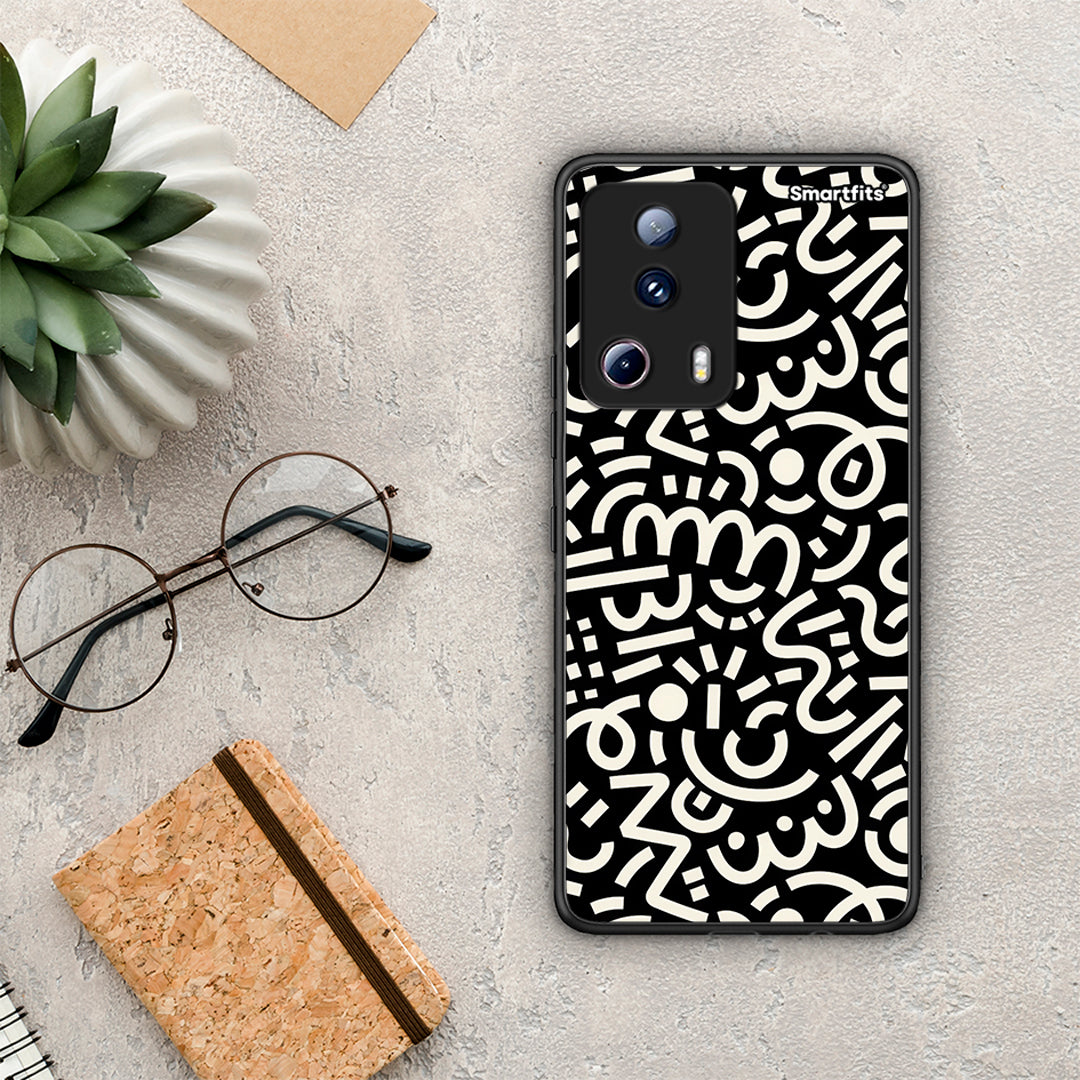 Θήκη Xiaomi 13 Lite 5G Doodle Art από τη Smartfits με σχέδιο στο πίσω μέρος και μαύρο περίβλημα | Xiaomi 13 Lite 5G Doodle Art Case with Colorful Back and Black Bezels