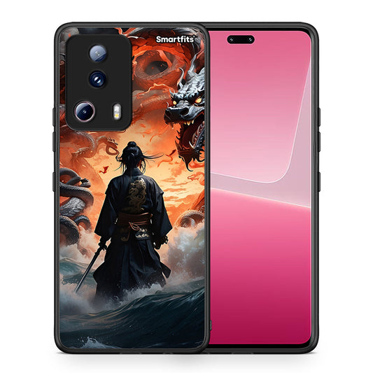 Θήκη Xiaomi 13 Lite 5G Dragons Fight από τη Smartfits με σχέδιο στο πίσω μέρος και μαύρο περίβλημα | Xiaomi 13 Lite 5G Dragons Fight Case with Colorful Back and Black Bezels