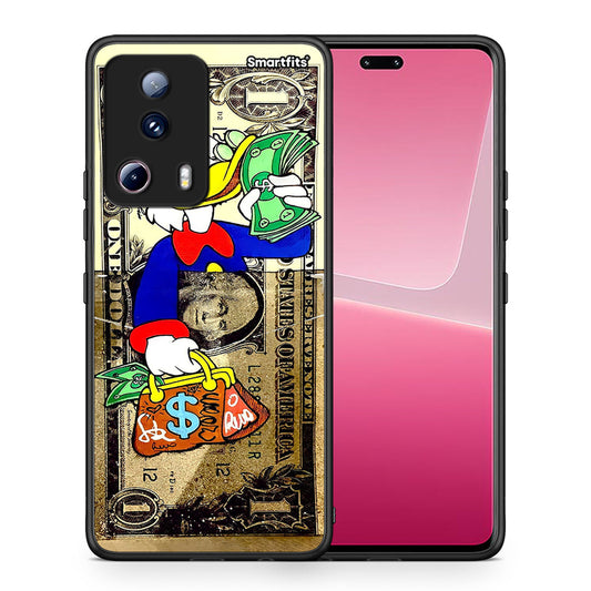 Θήκη Xiaomi 13 Lite 5G Duck Money από τη Smartfits με σχέδιο στο πίσω μέρος και μαύρο περίβλημα | Xiaomi 13 Lite 5G Duck Money Case with Colorful Back and Black Bezels