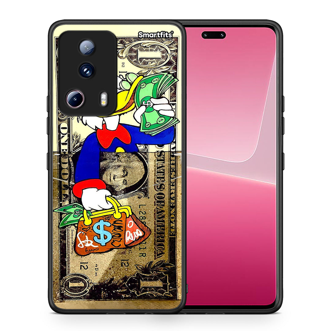 Θήκη Xiaomi 13 Lite 5G Duck Money από τη Smartfits με σχέδιο στο πίσω μέρος και μαύρο περίβλημα | Xiaomi 13 Lite 5G Duck Money Case with Colorful Back and Black Bezels