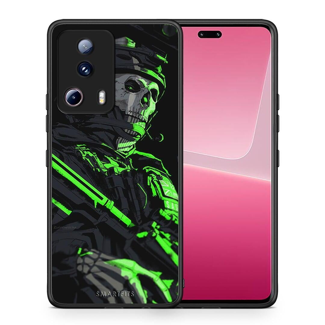 Θήκη Xiaomi 13 Lite 5G Green Soldier από τη Smartfits με σχέδιο στο πίσω μέρος και μαύρο περίβλημα | Xiaomi 13 Lite 5G Green Soldier Case with Colorful Back and Black Bezels
