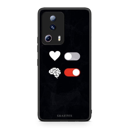 Θήκη Xiaomi 13 Lite 5G Heart Vs Brain από τη Smartfits με σχέδιο στο πίσω μέρος και μαύρο περίβλημα | Xiaomi 13 Lite 5G Heart Vs Brain Case with Colorful Back and Black Bezels