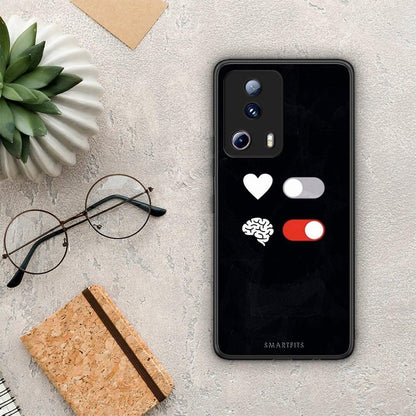 Θήκη Xiaomi 13 Lite 5G Heart Vs Brain από τη Smartfits με σχέδιο στο πίσω μέρος και μαύρο περίβλημα | Xiaomi 13 Lite 5G Heart Vs Brain Case with Colorful Back and Black Bezels