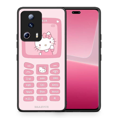 Θήκη Xiaomi 13 Lite 5G Hello Kitten από τη Smartfits με σχέδιο στο πίσω μέρος και μαύρο περίβλημα | Xiaomi 13 Lite 5G Hello Kitten Case with Colorful Back and Black Bezels