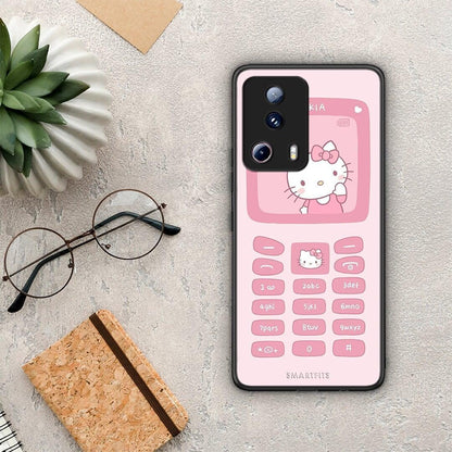 Θήκη Xiaomi 13 Lite 5G Hello Kitten από τη Smartfits με σχέδιο στο πίσω μέρος και μαύρο περίβλημα | Xiaomi 13 Lite 5G Hello Kitten Case with Colorful Back and Black Bezels