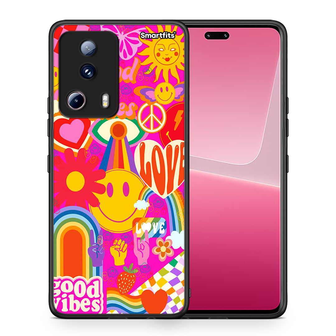 Θήκη Xiaomi 13 Lite 5G Hippie Love από τη Smartfits με σχέδιο στο πίσω μέρος και μαύρο περίβλημα | Xiaomi 13 Lite 5G Hippie Love Case with Colorful Back and Black Bezels