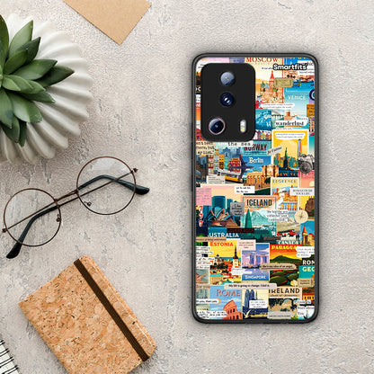 Θήκη Xiaomi 13 Lite 5G Live To Travel από τη Smartfits με σχέδιο στο πίσω μέρος και μαύρο περίβλημα | Xiaomi 13 Lite 5G Live To Travel Case with Colorful Back and Black Bezels