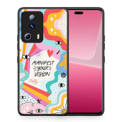 Θήκη Xiaomi 13 Lite 5G Manifest Your Vision από τη Smartfits με σχέδιο στο πίσω μέρος και μαύρο περίβλημα | Xiaomi 13 Lite 5G Manifest Your Vision Case with Colorful Back and Black Bezels