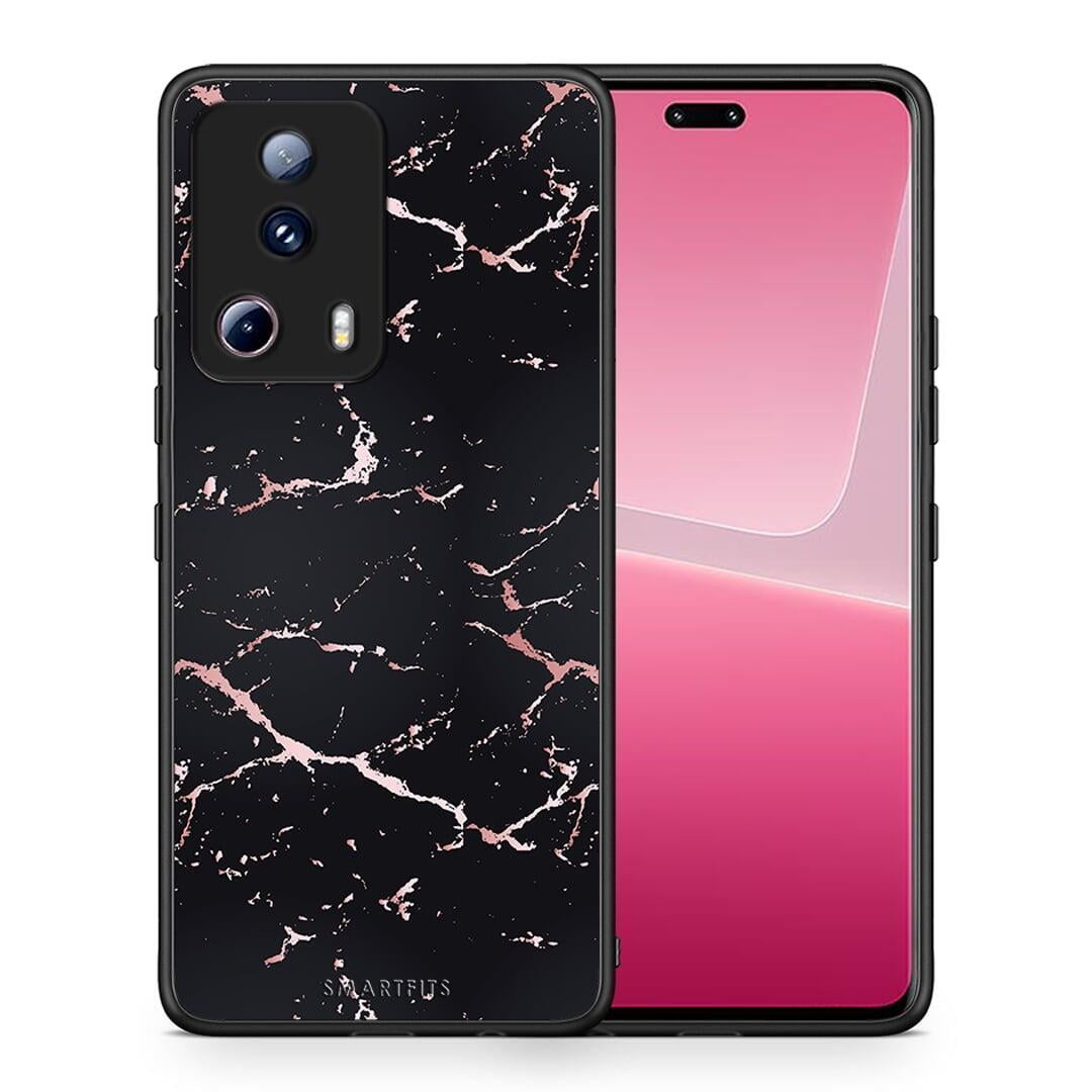 Θήκη Xiaomi 13 Lite 5G Marble Black Rosegold από τη Smartfits με σχέδιο στο πίσω μέρος και μαύρο περίβλημα | Xiaomi 13 Lite 5G Marble Black Rosegold Case with Colorful Back and Black Bezels
