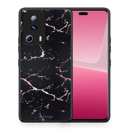 Θήκη Xiaomi 13 Lite 5G Marble Black Rosegold από τη Smartfits με σχέδιο στο πίσω μέρος και μαύρο περίβλημα | Xiaomi 13 Lite 5G Marble Black Rosegold Case with Colorful Back and Black Bezels