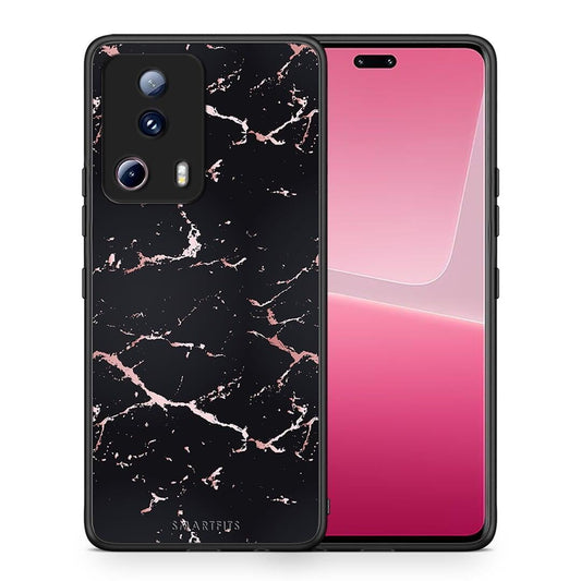 Θήκη Xiaomi 13 Lite 5G Marble Black Rosegold από τη Smartfits με σχέδιο στο πίσω μέρος και μαύρο περίβλημα | Xiaomi 13 Lite 5G Marble Black Rosegold Case with Colorful Back and Black Bezels