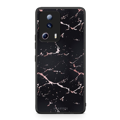 Θήκη Xiaomi 13 Lite 5G Marble Black Rosegold από τη Smartfits με σχέδιο στο πίσω μέρος και μαύρο περίβλημα | Xiaomi 13 Lite 5G Marble Black Rosegold Case with Colorful Back and Black Bezels
