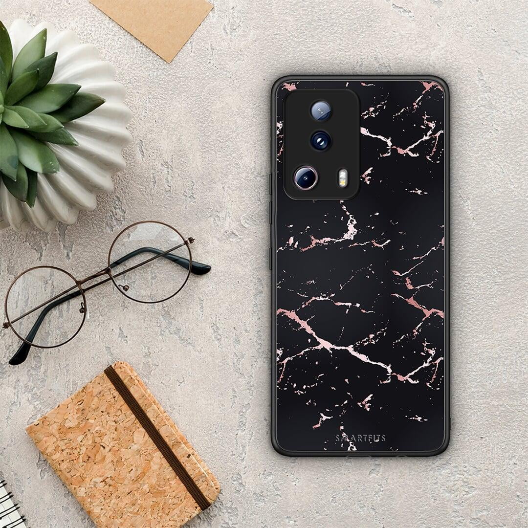 Θήκη Xiaomi 13 Lite 5G Marble Black Rosegold από τη Smartfits με σχέδιο στο πίσω μέρος και μαύρο περίβλημα | Xiaomi 13 Lite 5G Marble Black Rosegold Case with Colorful Back and Black Bezels