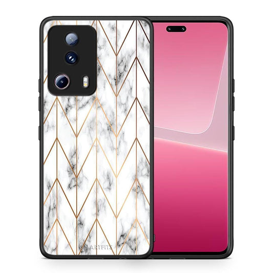 Θήκη Xiaomi 13 Lite 5G Marble Gold Geometric από τη Smartfits με σχέδιο στο πίσω μέρος και μαύρο περίβλημα | Xiaomi 13 Lite 5G Marble Gold Geometric Case with Colorful Back and Black Bezels