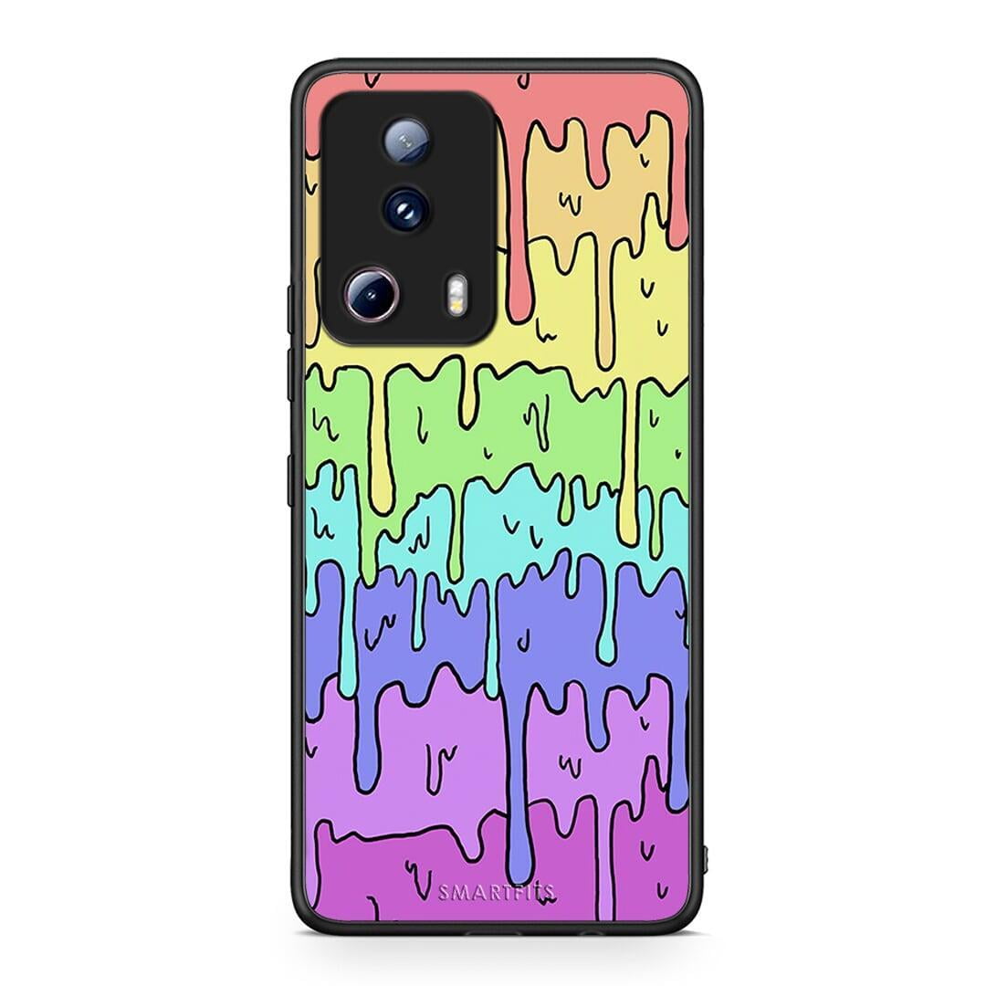 Θήκη Xiaomi 13 Lite 5G Melting Rainbow από τη Smartfits με σχέδιο στο πίσω μέρος και μαύρο περίβλημα | Xiaomi 13 Lite 5G Melting Rainbow Case with Colorful Back and Black Bezels