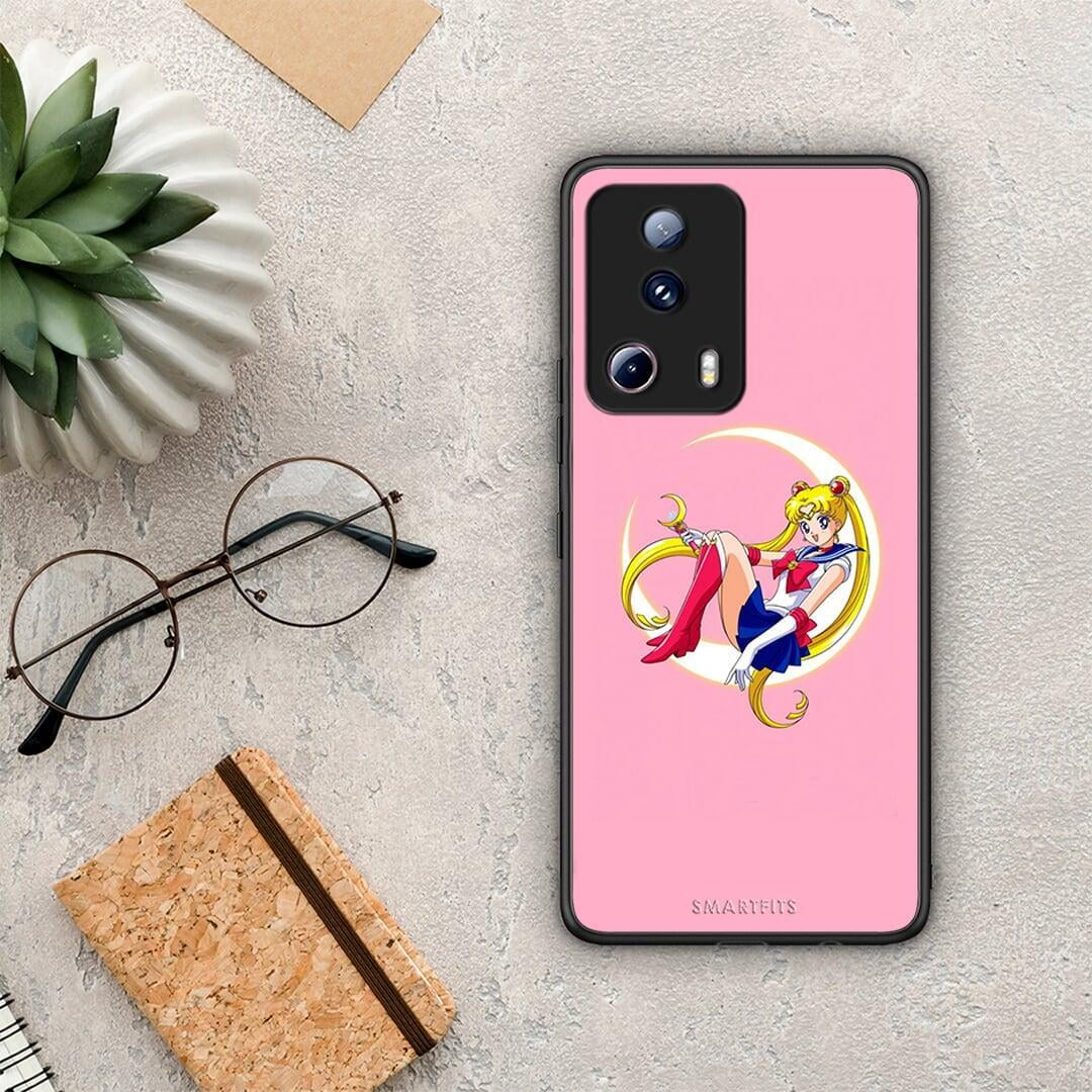 Θήκη Xiaomi 13 Lite 5G Moon Girl από τη Smartfits με σχέδιο στο πίσω μέρος και μαύρο περίβλημα | Xiaomi 13 Lite 5G Moon Girl Case with Colorful Back and Black Bezels